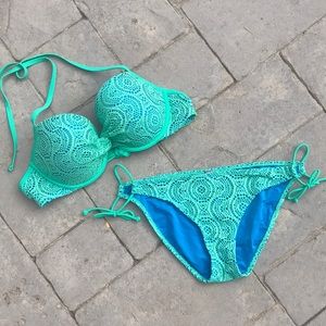 Aerie Brooke Crochet Detail Bikini || 36DD, L